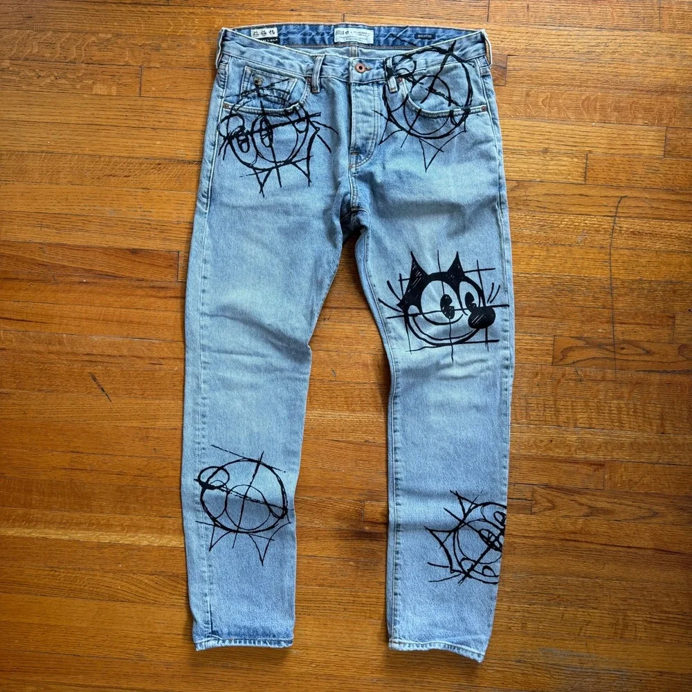Scotch & Soda Felix the Cat Ralston Slim Fit Graphic Jeans Mens Light Blue 32x32